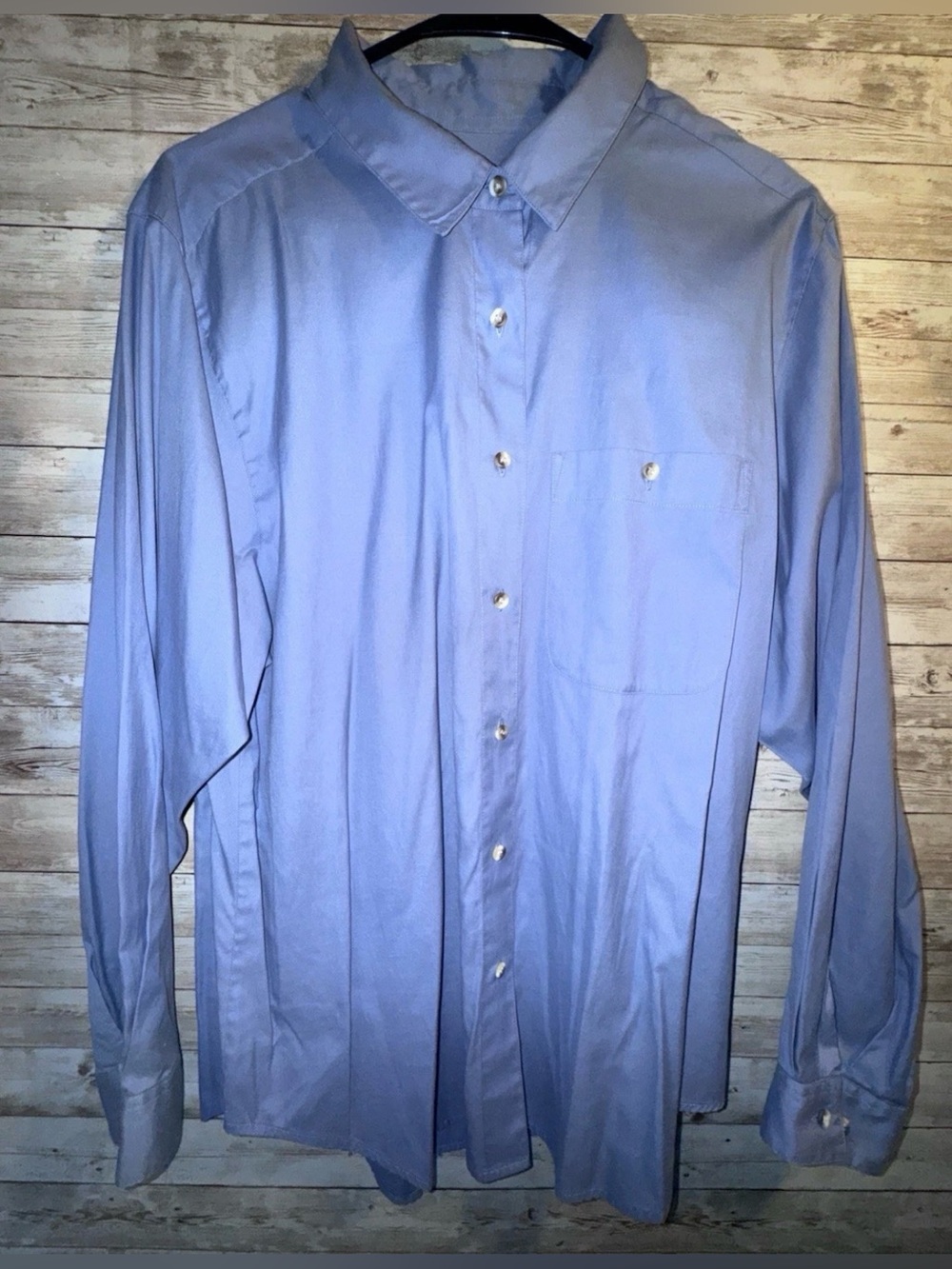 L.L. Bean Button Up Women’s Vintage Blue Dress Shirt Size 16 Good Condition